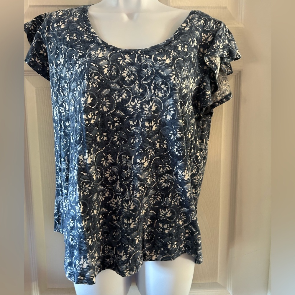 Lauren Ralph Lauren Floral Blue Women's Cotton Top